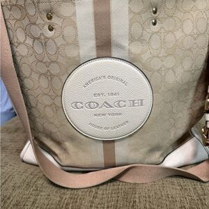 Coach Beige and Cream Signature Tote